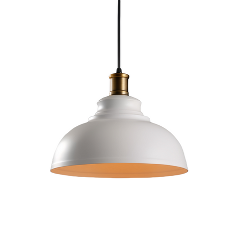 Vintage industrial pendant light hanging in a UK-style kitchen

