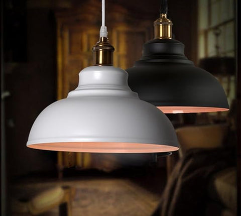 Vintage industrial pendant light hanging in a UK-style kitchen

