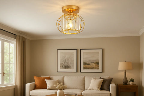 Industrial crystal Semi-Flush Ceiling Light