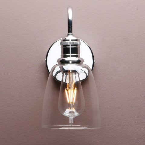 Industrial style glass wall lamp fitting


