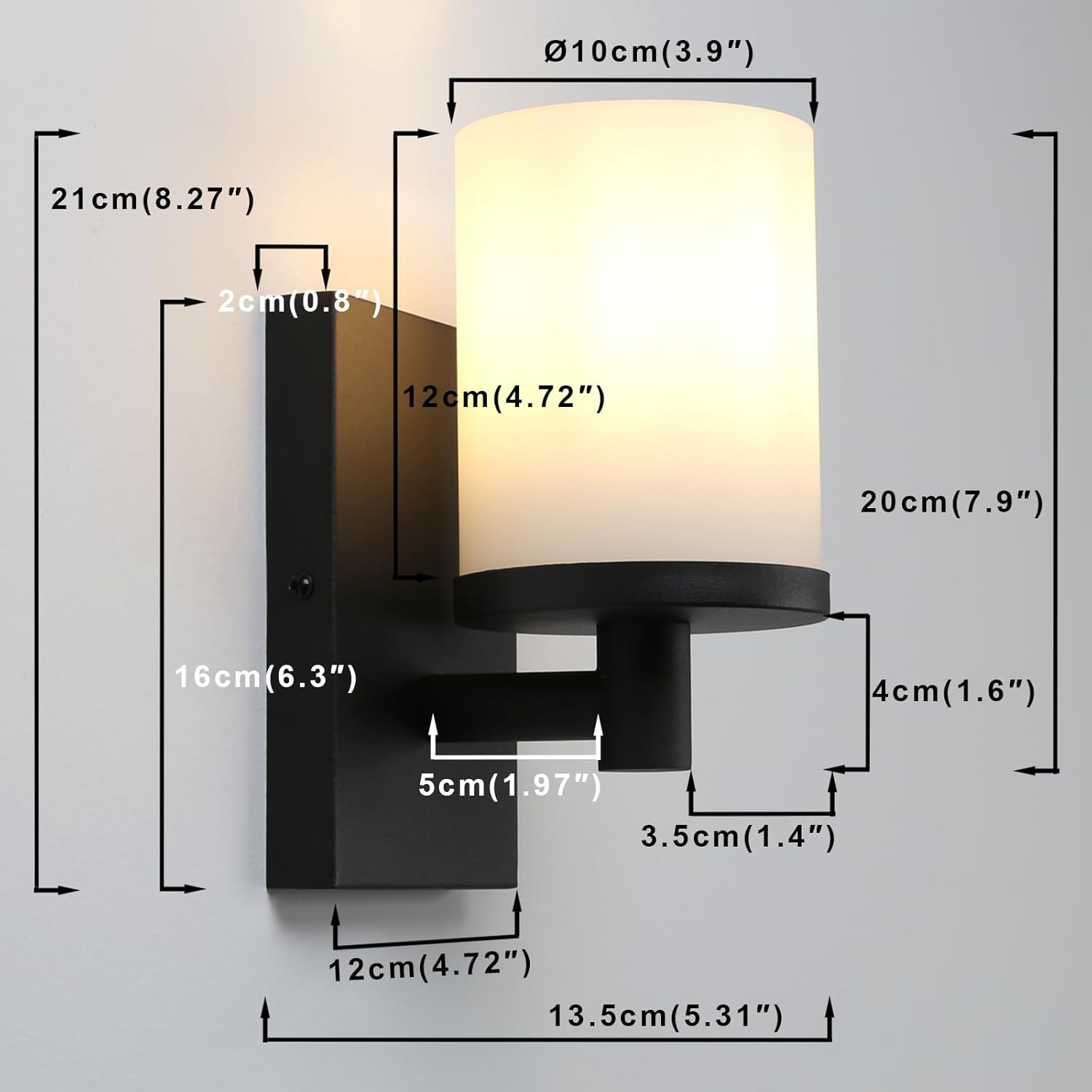 Industrial white glass wall sconce light on white background

