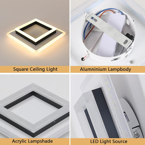 Installed square LED light in home hallway


