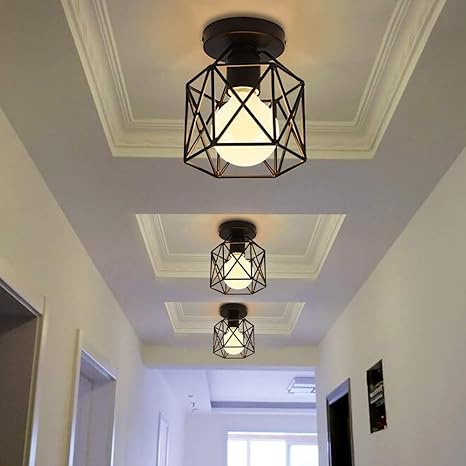 Iron home ceiling light with cage design


