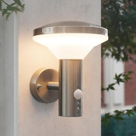 Compact PIR sensor wall light for UK outdoor use

