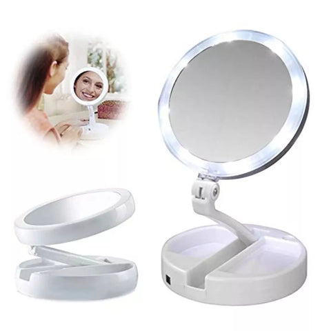 LED 10x Magnifying Portable Folding Makeup Mirror in UK - Shop Now!