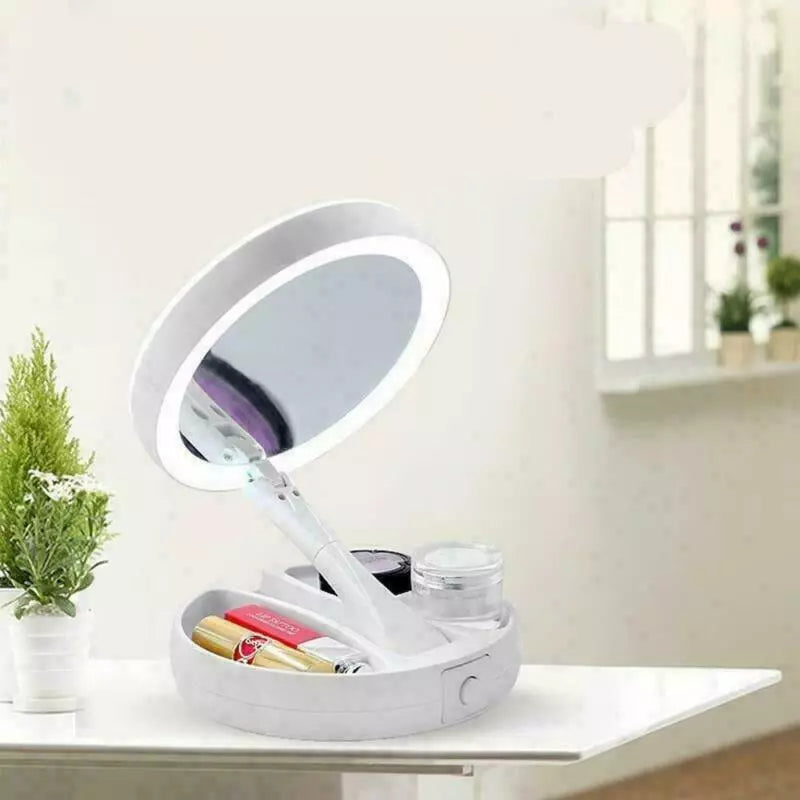 vLED 10x Magnifying Portable Folding Makeup Mirror in UK - Shop Now!