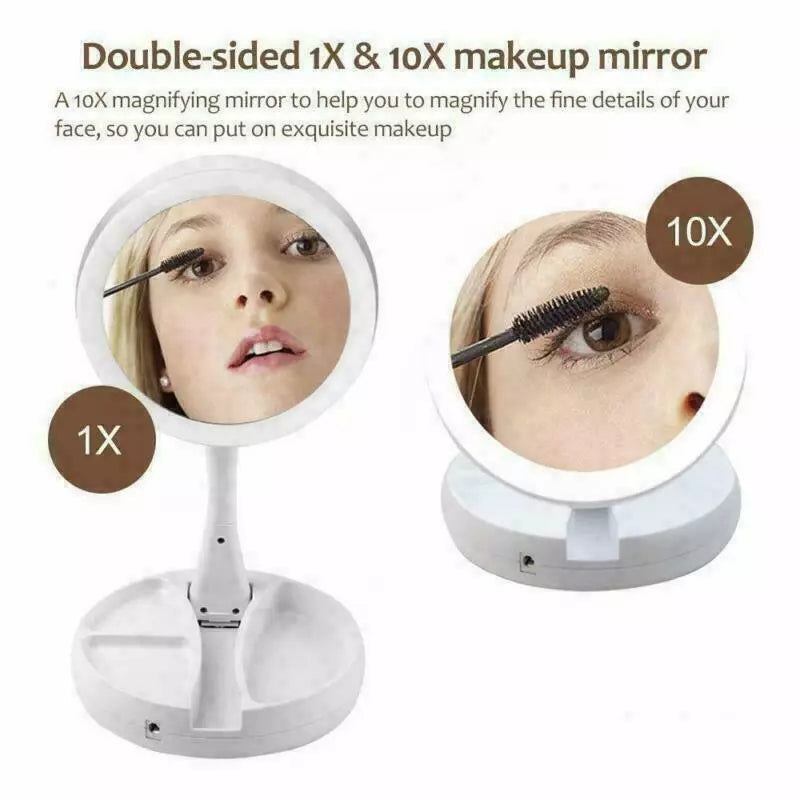 LED 10x Magnifying Portable Folding Makeup Mirror in UK - Shop Now!