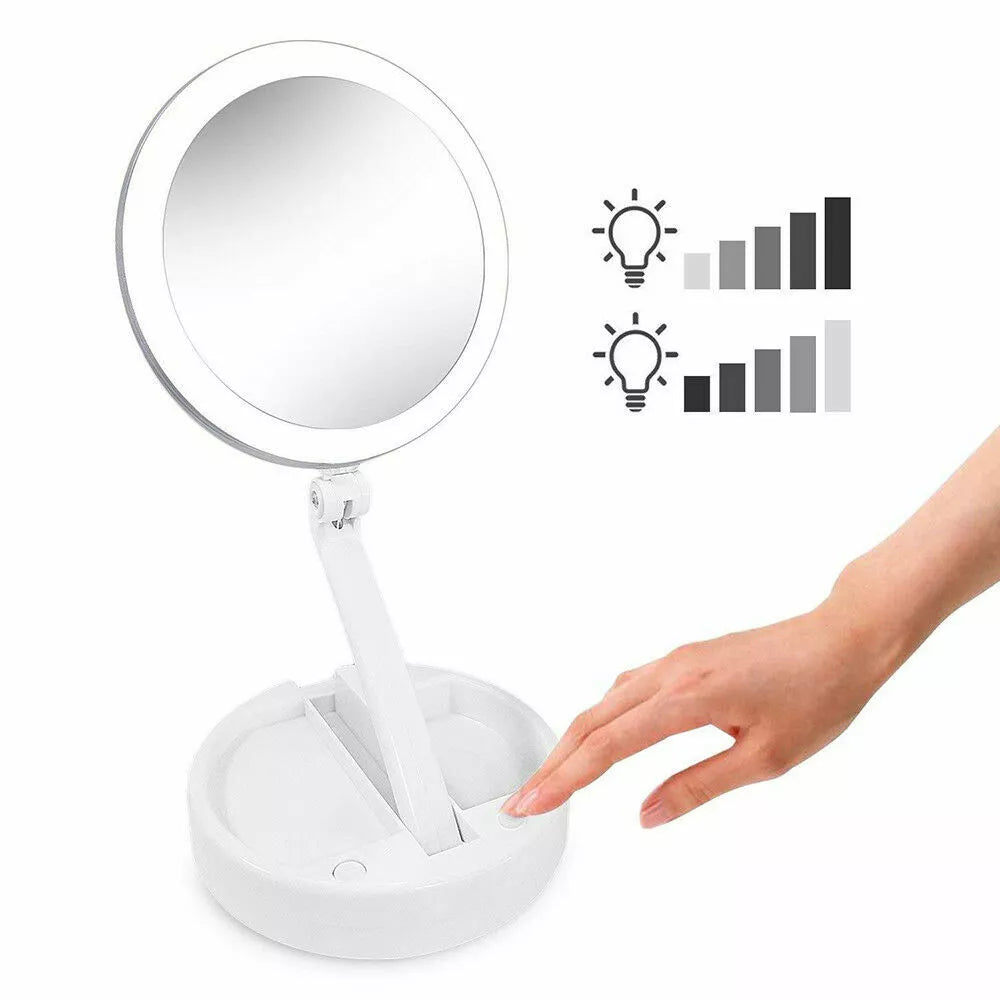 LED 10x Magnifying Portable Folding Makeup Mirror in UK - Shop Now!