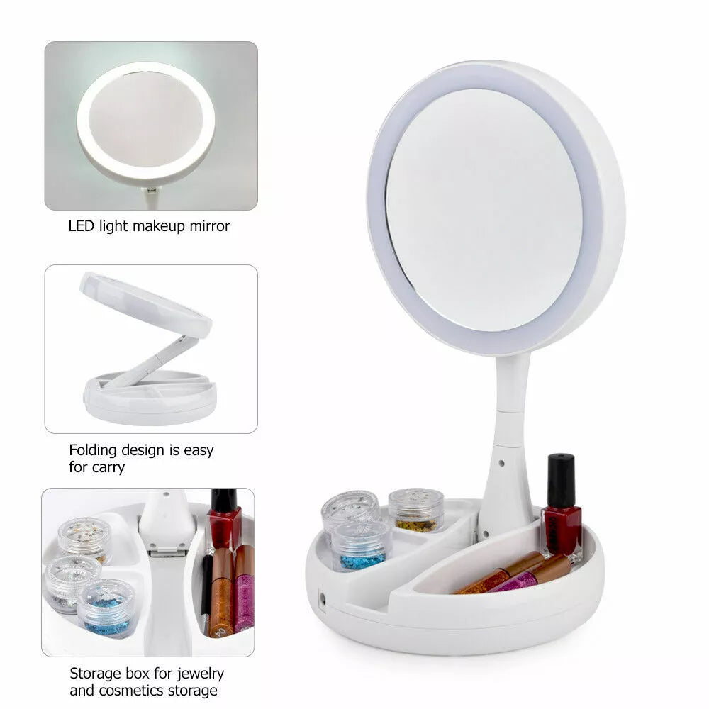 LED 10x Magnifying Portable Folding Makeup Mirror in UK - Shop Now!