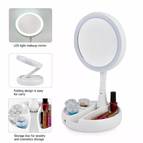 LED 10x Magnifying Portable Folding Makeup Mirror in UK - Shop Now!