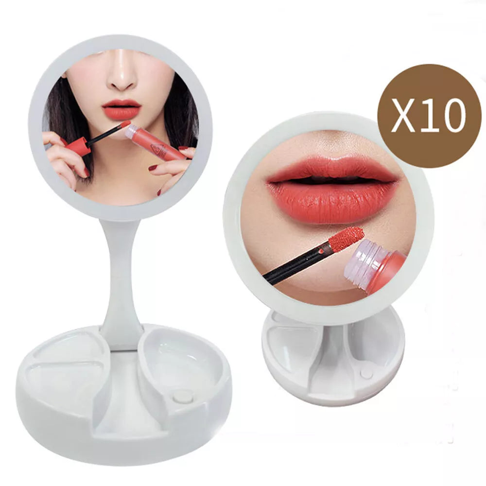 LED 10x Magnifying Portable Folding Makeup Mirror in UK - Shop Now!