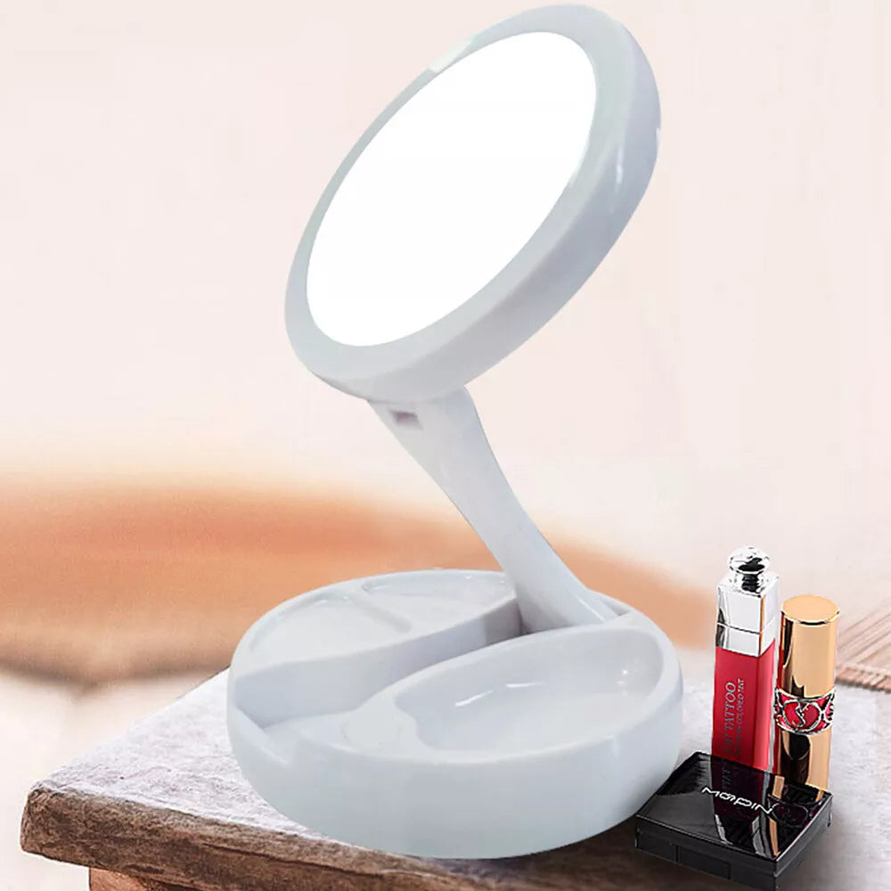 LED 10x Magnifying Portable Folding Makeup Mirror in UK - Shop Now!