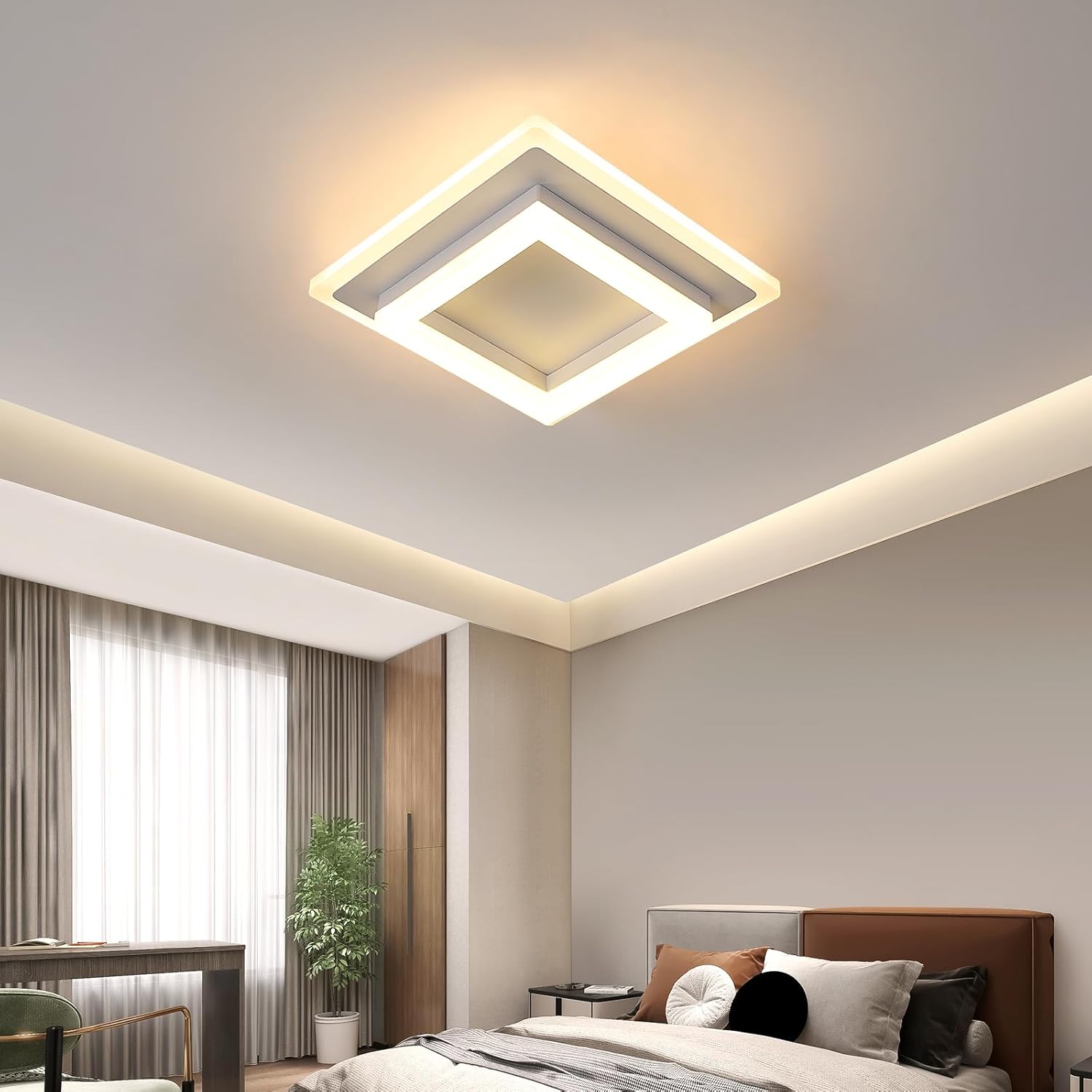 Energy-Efficient LED Ceiling Light with Soft Warm White Glow

