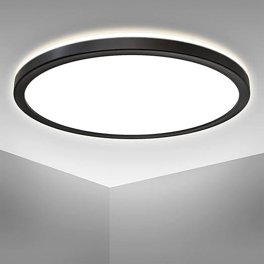 18W LED Ceiling Light – Modern Round Panel with Black Finish

