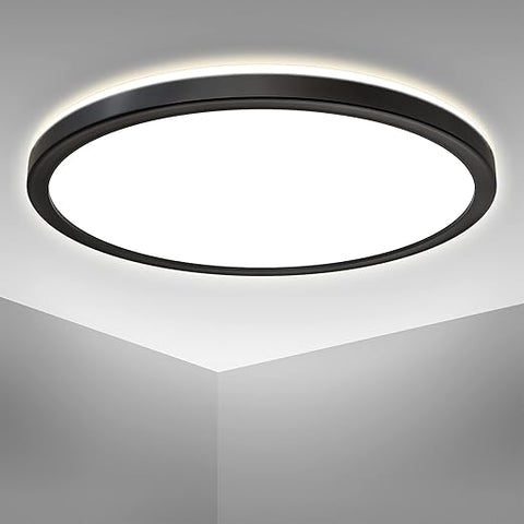 18W LED Ceiling Light – Modern Round Panel with Black Finish

