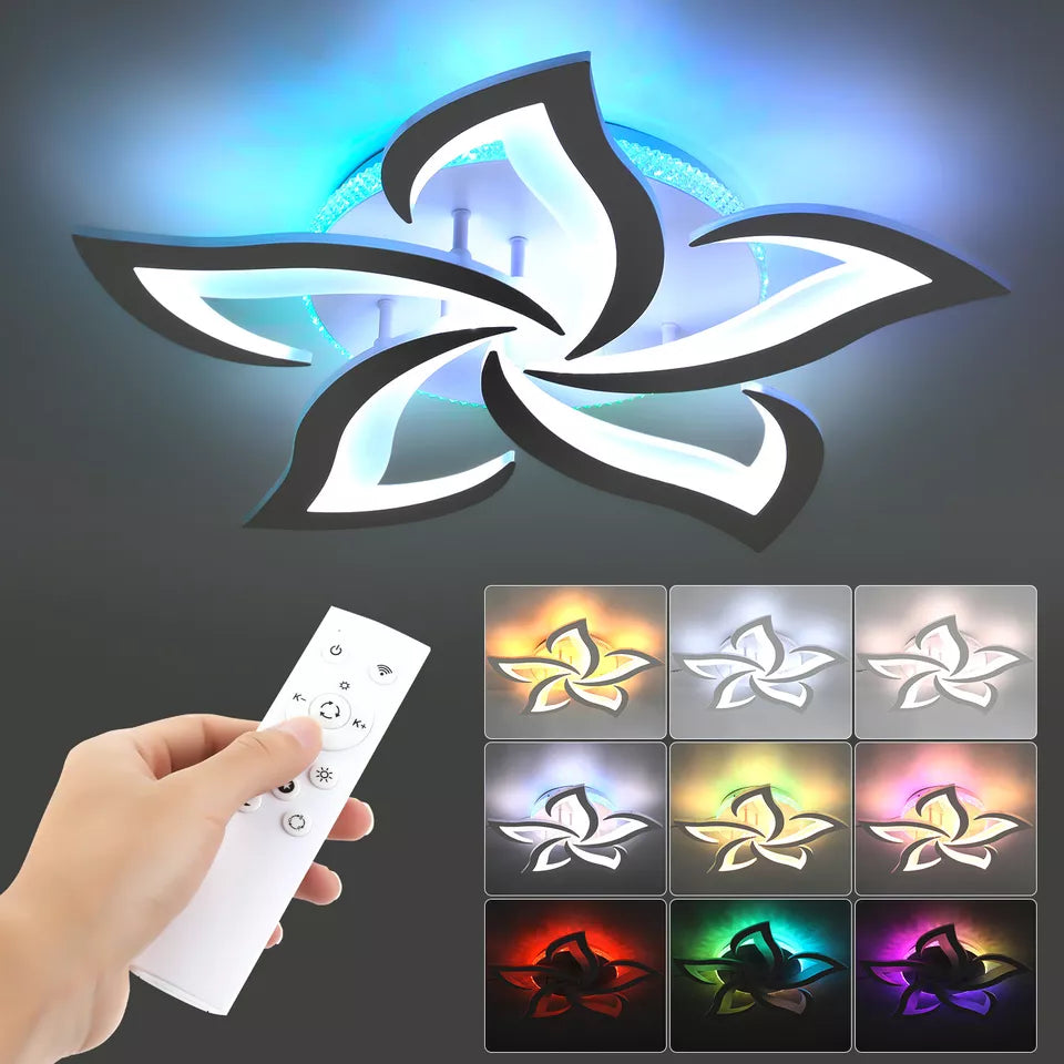 LED Ceiling Light Dimmable 40W Creative Petal Design Ceiling Lamp with Remote Control, Modern Chandeliers Ceiling Lighting Fixtures for Living Room, Dining Room, Bedroom

