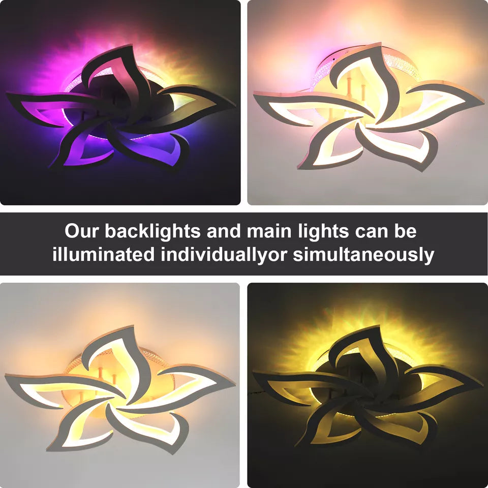 LED Ceiling Light Dimmable 40W Creative Petal Design Ceiling Lamp with Remote Control, Modern Chandeliers Ceiling Lighting Fixtures for Living Room, Dining Room, Bedroom
