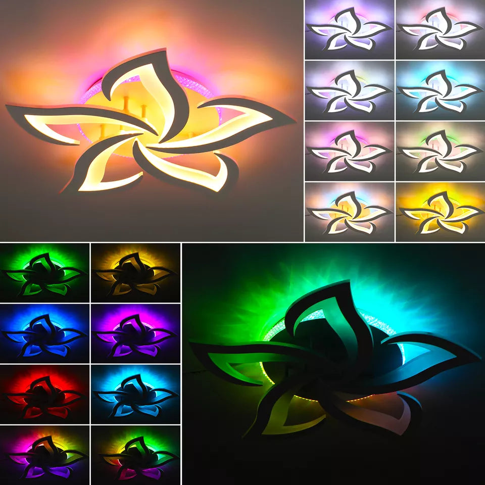LED Ceiling Light Dimmable 40W Creative Petal Design Ceiling Lamp with Remote Control, Modern Chandeliers Ceiling Lighting Fixtures for Living Room, Dining Room, Bedroom
