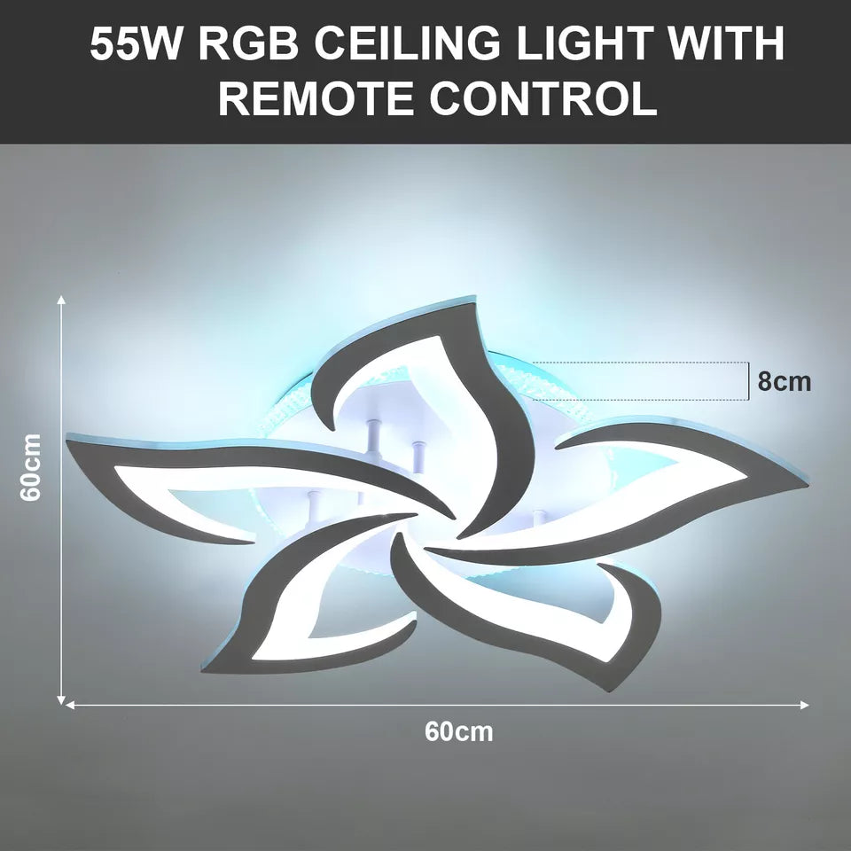 LED Ceiling Light Dimmable 40W Creative Petal Design Ceiling Lamp with Remote Control, Modern Chandeliers Ceiling Lighting Fixtures for Living Room, Dining Room, Bedroom
