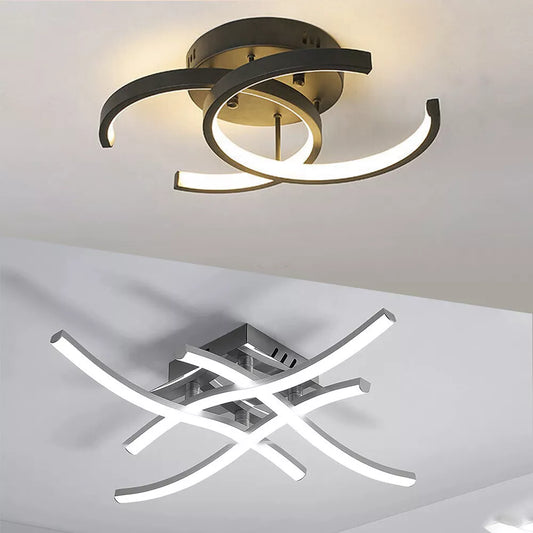 LED Ceiling Light Dimmable Elegant Curved Design LED Ceiling Lamp 4 Built-in LED Boards 24W 2000lm Modern Metal Ceiling Lighting Fixture for Living Rooms Bedrooms
