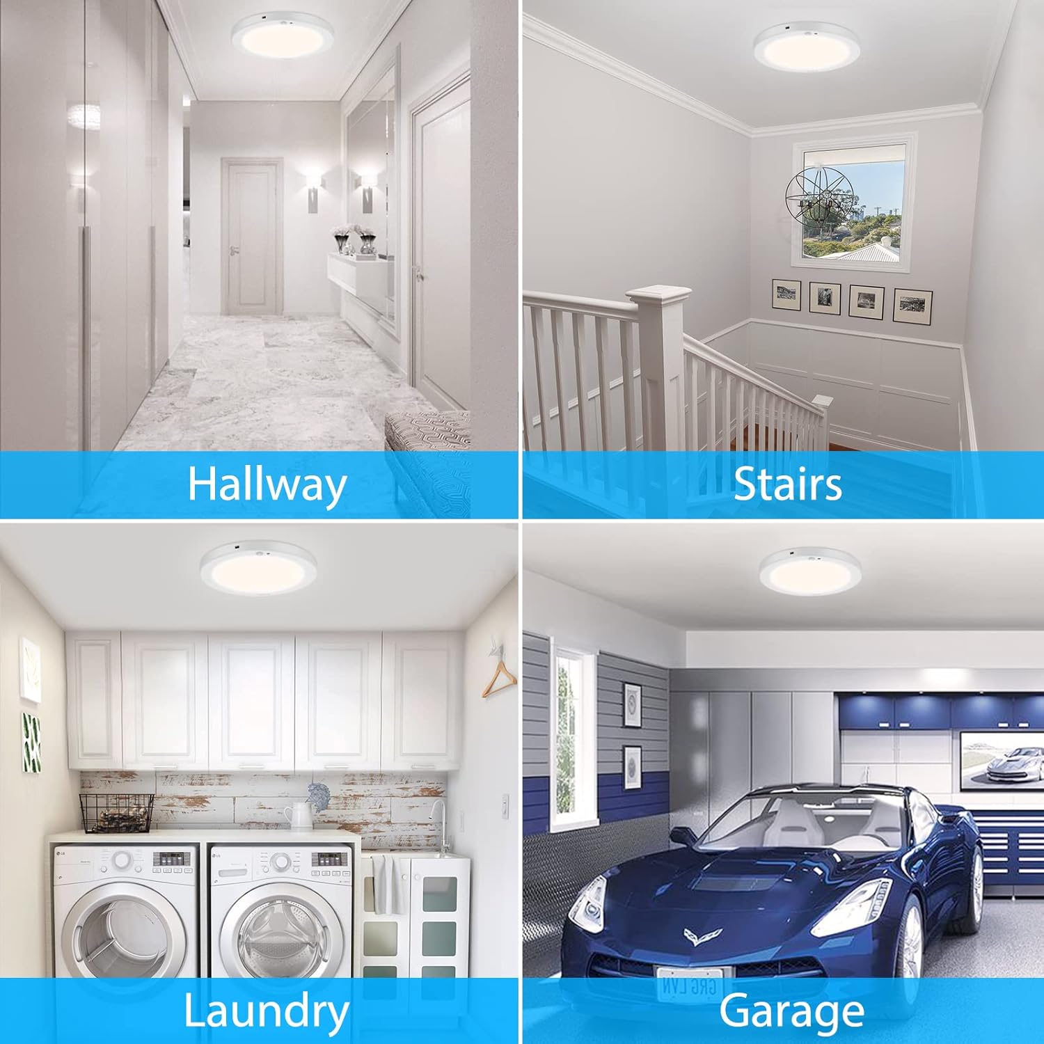 Modern Flush Mount Ceiling Light with Auto On/Off Feature

