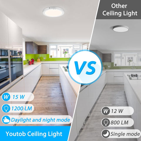 Modern Flush Mount Ceiling Light with Auto On/Off Feature

