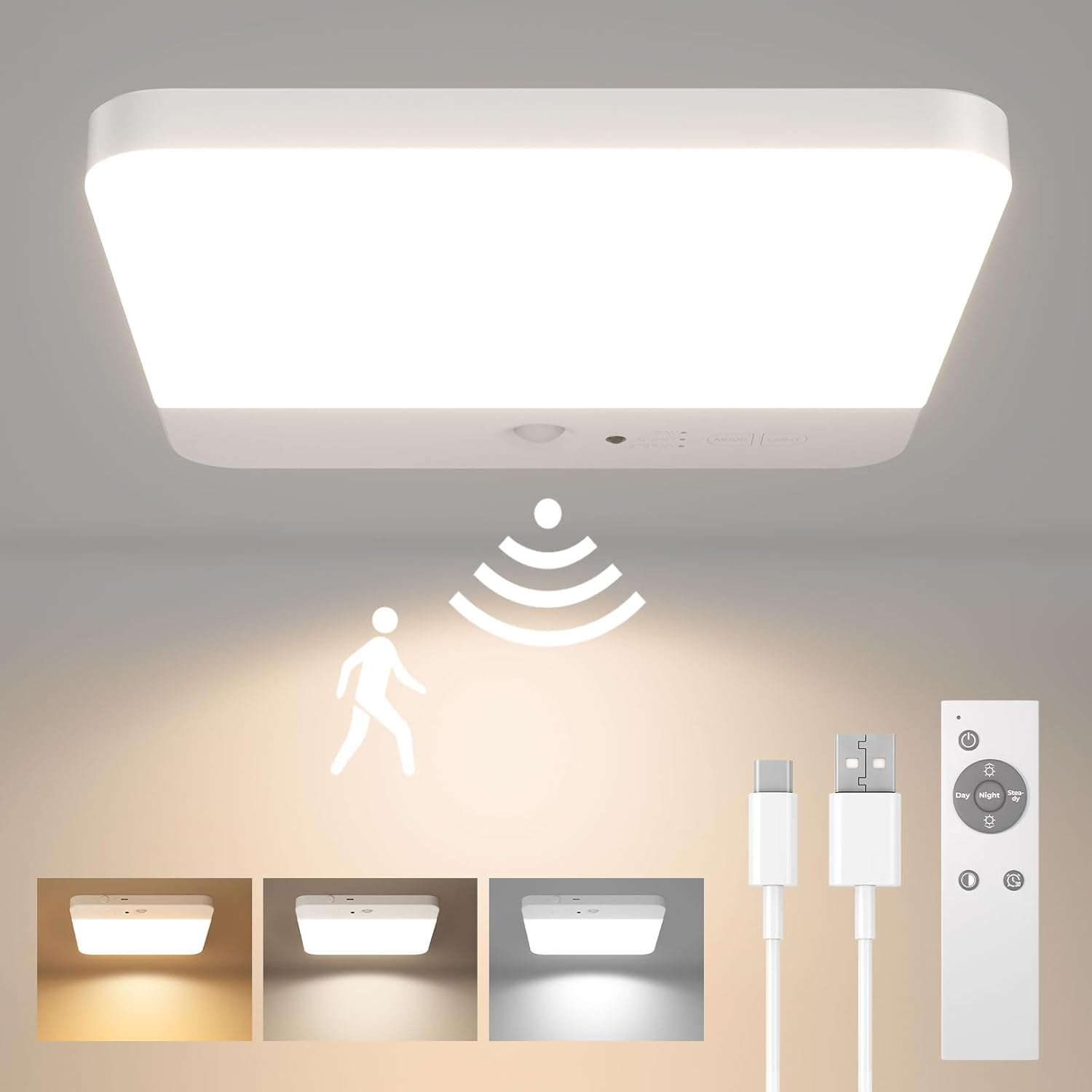 Wireless LED Ceiling Light with Motion Sensor for Hallways


