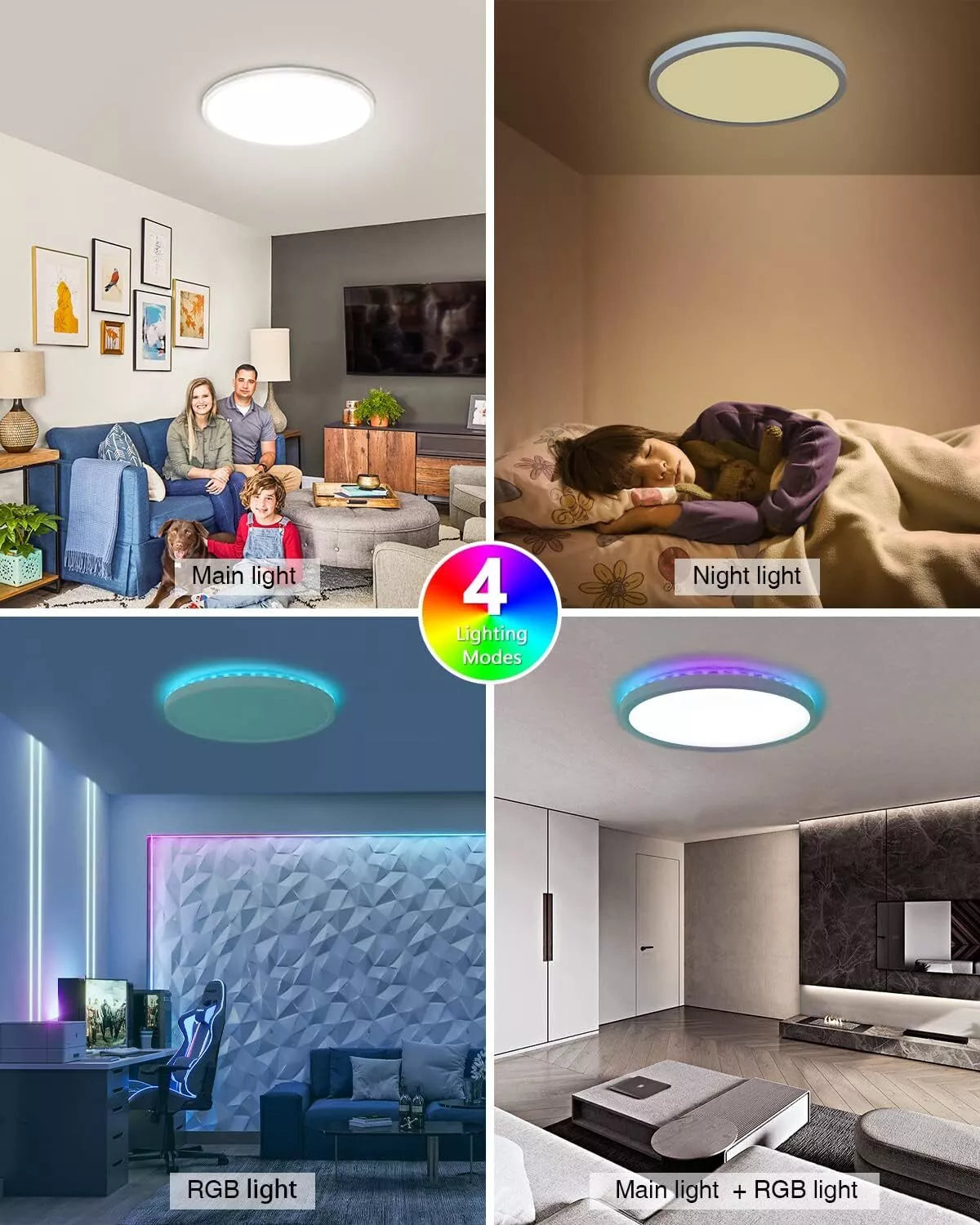 thumbnail image 2 of Liteler Round LED Flush Mount Ceiling Light – 3000K/6000K, 12W, For Kitchen, Bedroom, Hallway 2 of 5