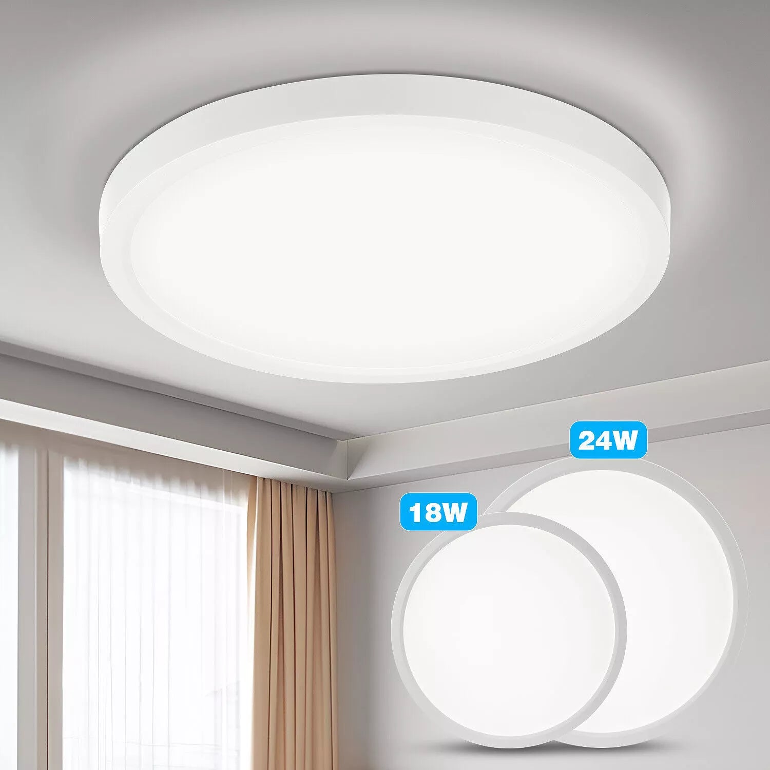 LED Ceiling Light W 3000 K Round Modern Design Flat Elegant Simple White Painted Large Ceiling Light for Dining Room Bedroom Kitchen etc.
