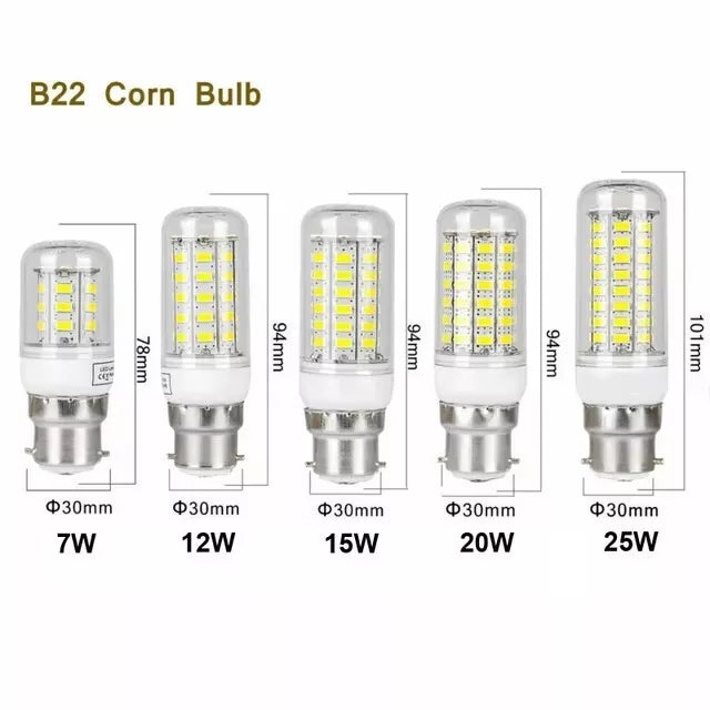 LED Corn Bulbs E14 E27 Screw/B22 Bayonet7W 15W 25W High Powered Light