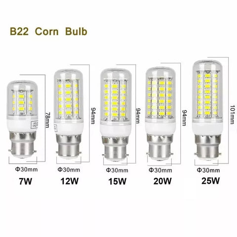 LED Corn Bulbs E14 E27 Screw/B22 Bayonet7W 15W 25W High Powered Light