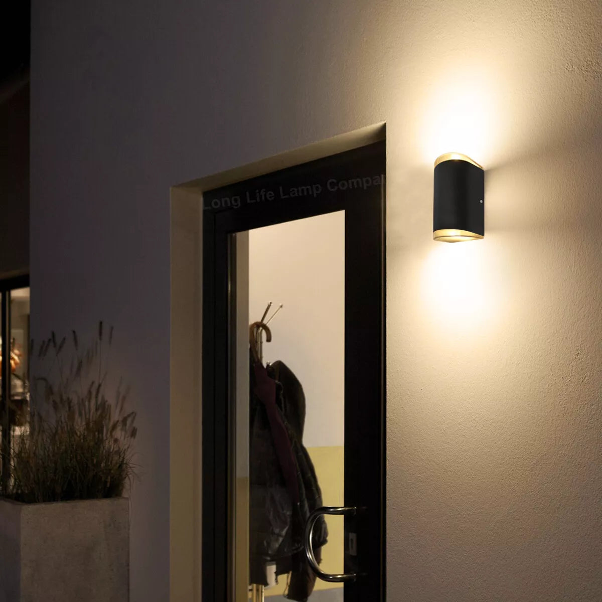 LED Double Outdoor Wall Light – Steel/Black 6W Up Down Garden Lamp IP65
