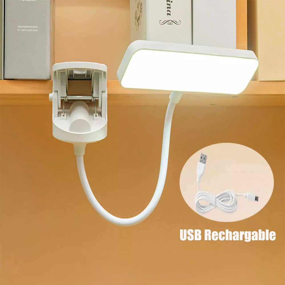LED Flexible Clip On Table Reading Lamp Desk Light Rechargeable LED Book Light