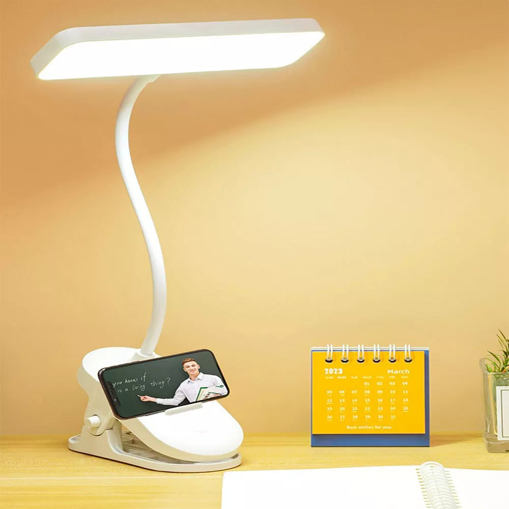 LED Flexible Clip On Table Reading Lamp Desk Light Rechargeable LED Book Light