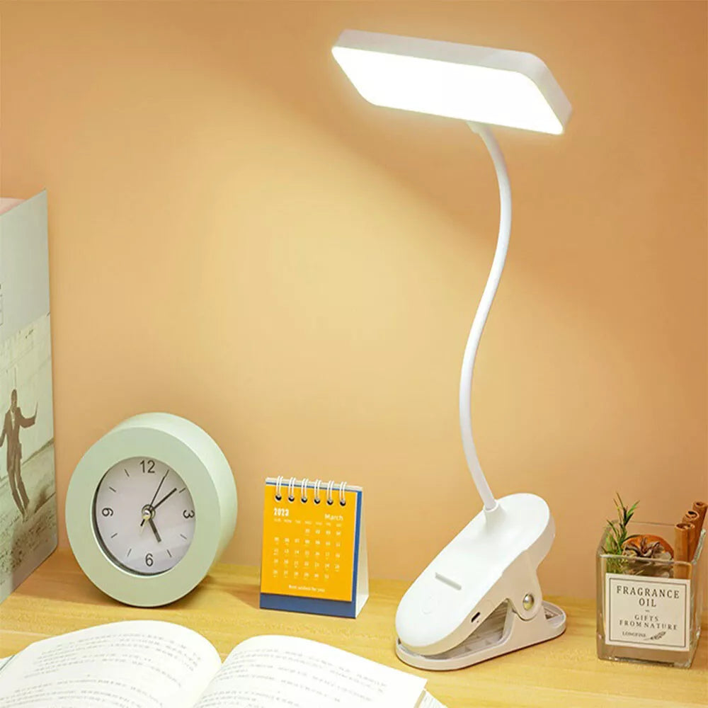 LED Flexible Clip On Table Reading Lamp Desk Light Rechargeable LED Book Light