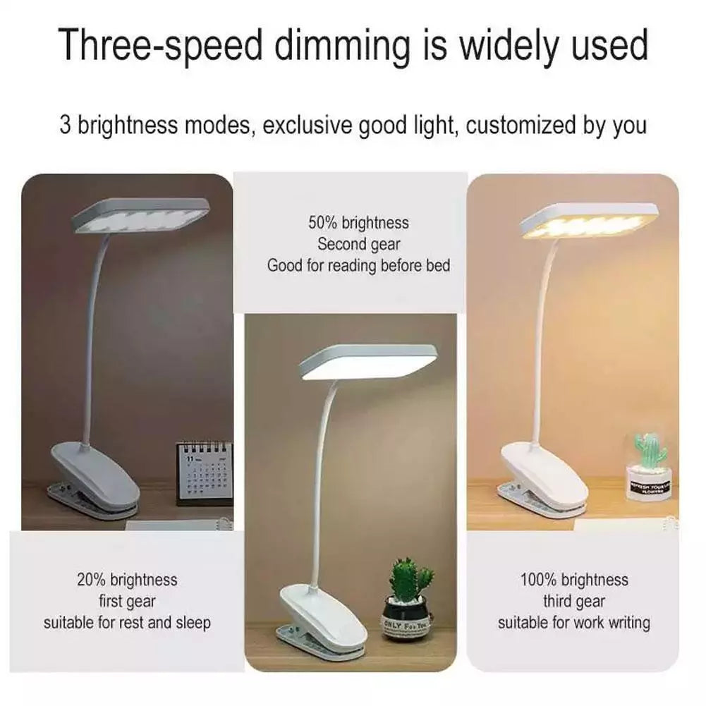 LED Flexible Clip On Table Reading Lamp Desk Light Rechargeable LED Book Light