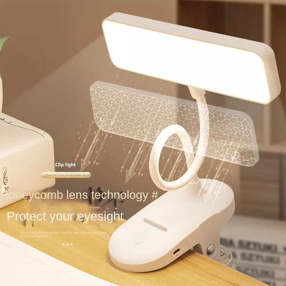 LED Flexible Clip On Table Reading Lamp Desk Light Rechargeable LED Book Light