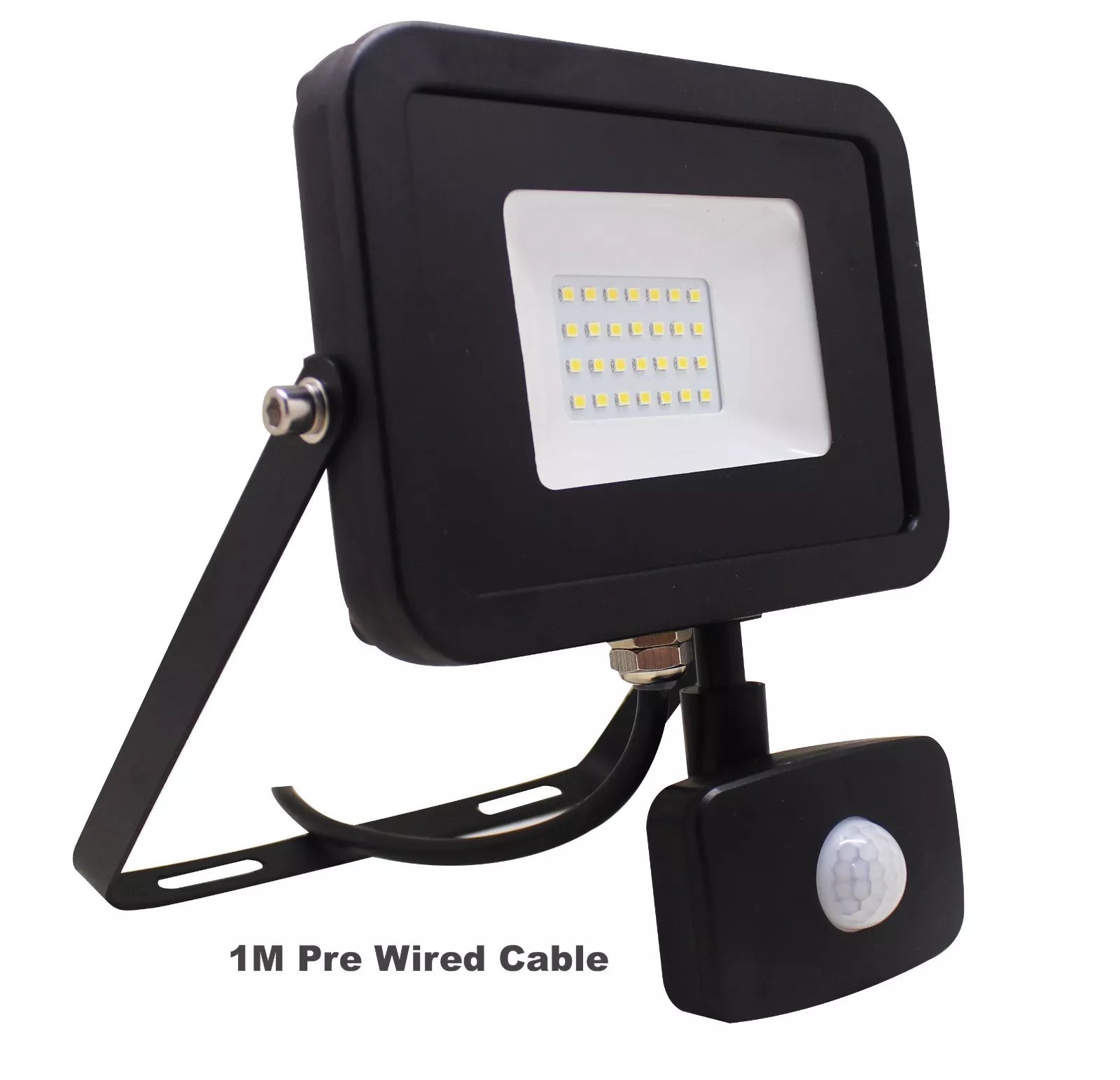 10W LED Floodlight with PIR Motion Sensor mounted on a garden wall

