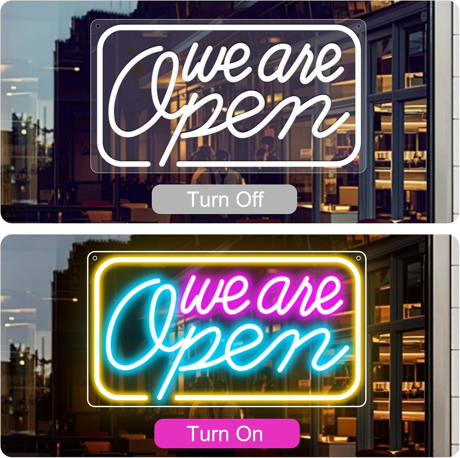 LED Neon We Are Open Sign 16.5"x9" – Bright USB Powered Open Sign with ON/OFF Switch for Business, Stores, Bars, Restaurants