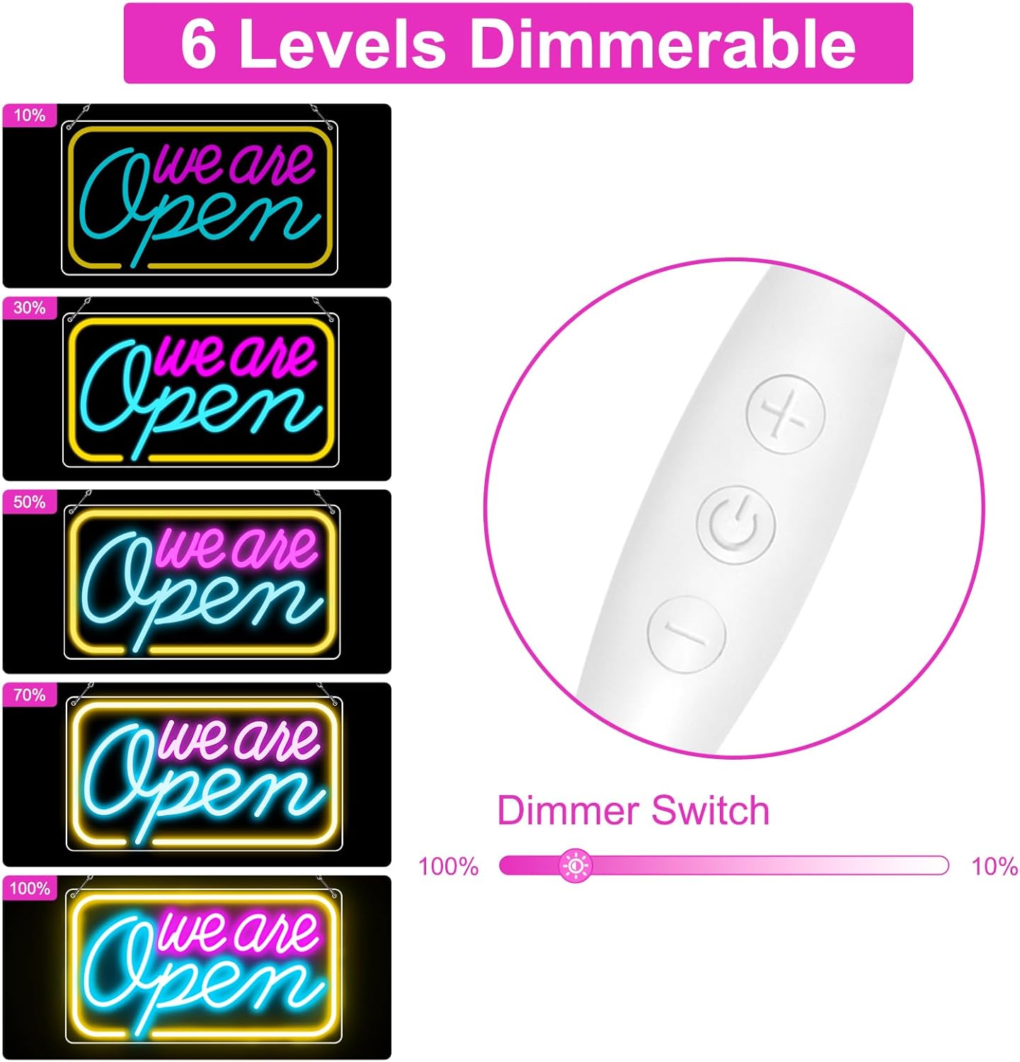 LED Neon We Are Open Sign 16.5"x9" – Bright USB Powered Open Sign with ON/OFF Switch for Business, Stores, Bars, Restaurants