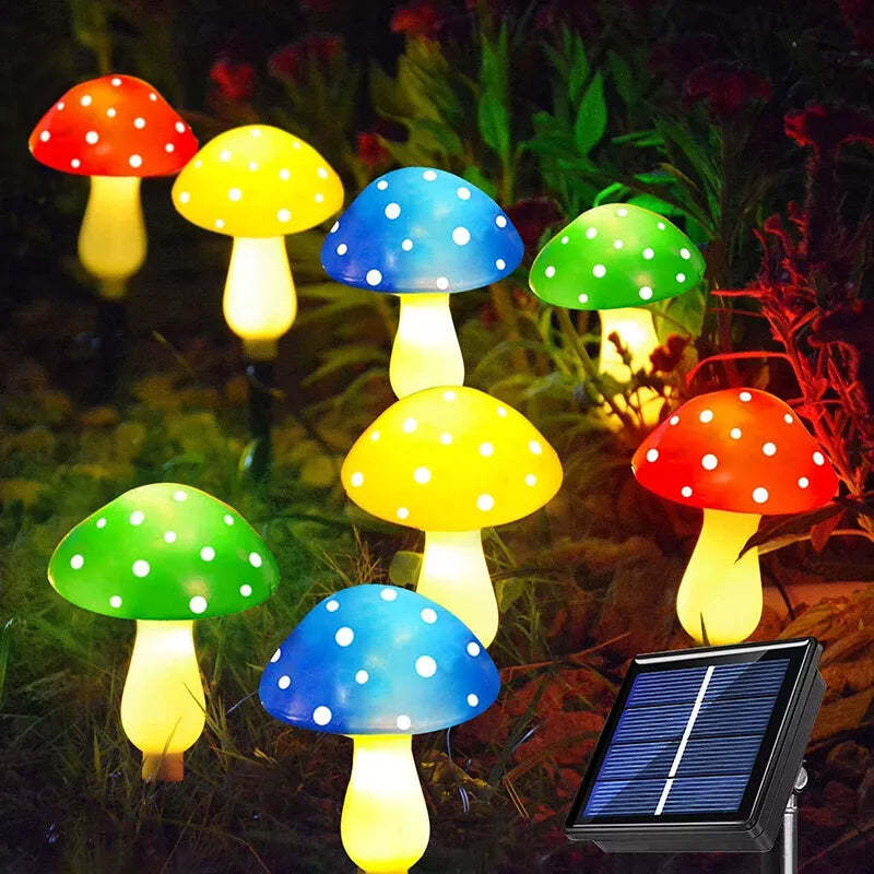 LED Outdoor Solar Powered Mushroom String Lights in UK - Shop Now!