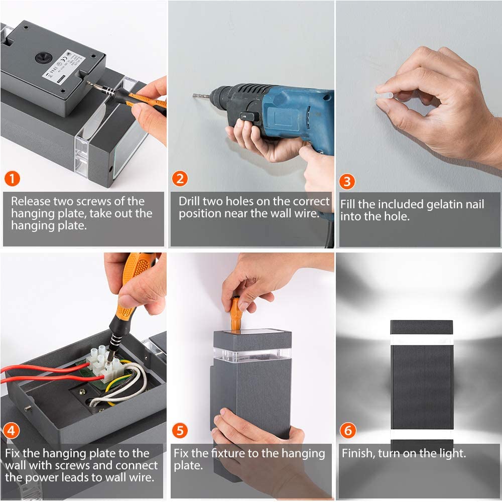 LED Outdoor Wall Lamp, Aluminum Up/Down Outside Wall Light Exterior Wall Sconce, IP44 Waterproof, Black - thelights4u.com