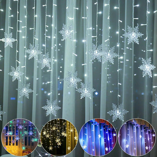 LED Snowflake Fairy String Lights Curtain Window Christmas Party Wedding Decor