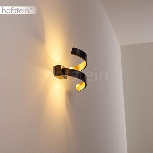LED Spiral Wall Lamp – Black & Gold Indoor Wall Light, 6W 3000K Warm White, 360 Lumen, Up & Down Lighting Effect