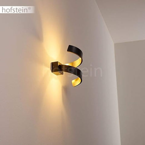 LED Spiral Wall Lamp – Black & Gold Indoor Wall Light, 6W 3000K Warm White, 360 Lumen, Up & Down Lighting Effect