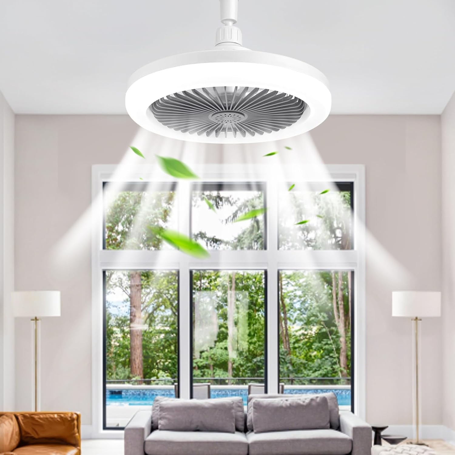 LED ceiling fan with light and remote
