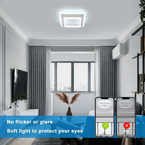 LED ceiling light square shape on white ceiling

