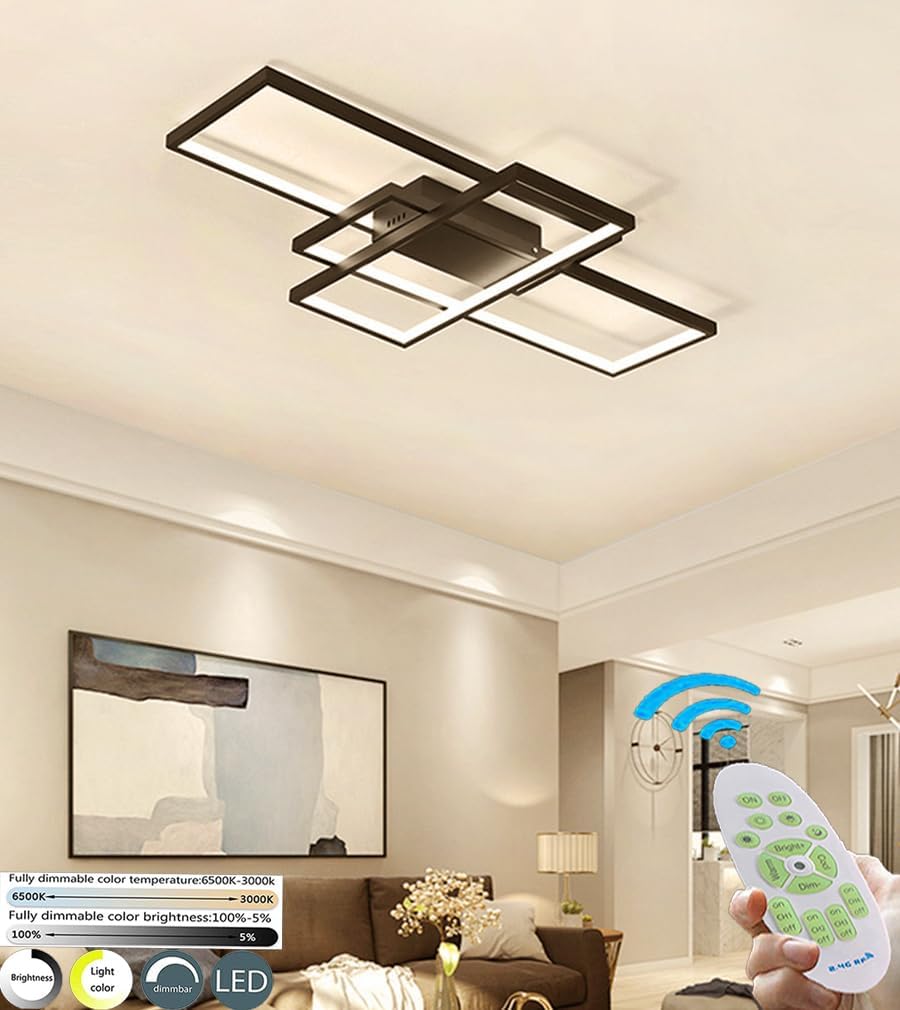 LED ceiling light with remote control on dining room ceiling

