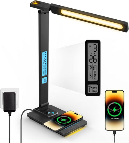 LED desk lamp with wireless charger

