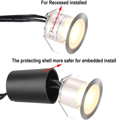 LED downlight with protective shell for embedded installation on a white background